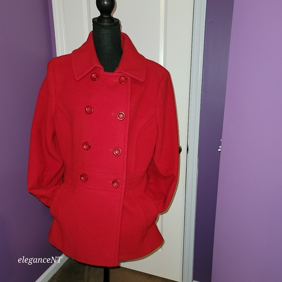 Preston & York Jackets & Blazers - Preston & York Red Double Breasted Red Wool Coat Sz: 14
